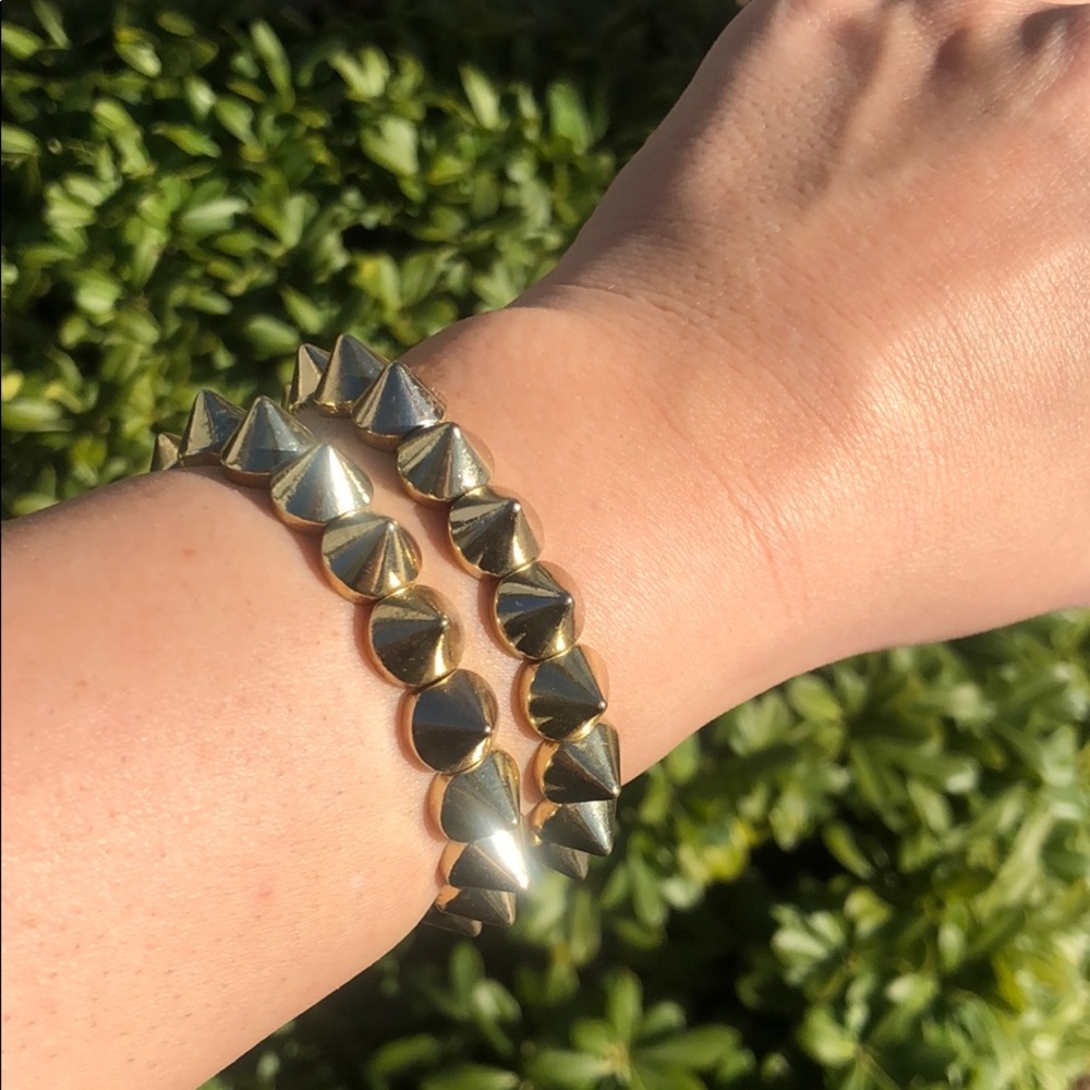 Gold spike bracelets